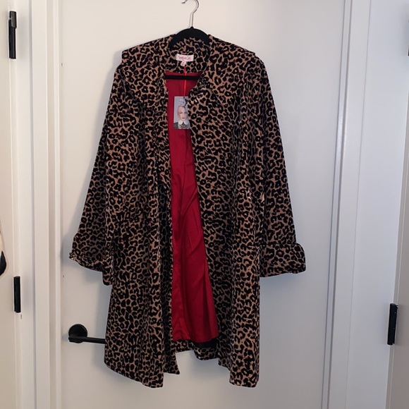 Touch Of Cyn By Cyndi Lauper Velvet Leopard Swing Coat - Picture 4 of 9